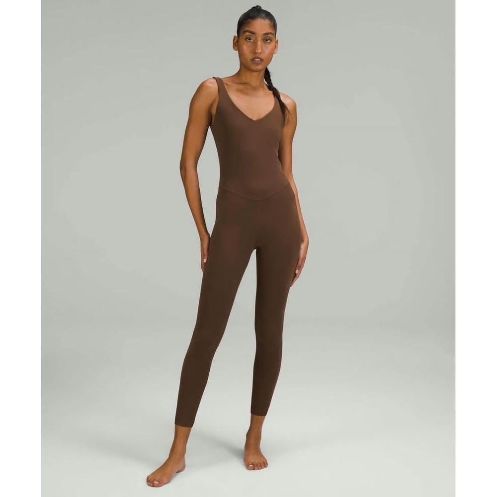 Lululemon Align Bodysuit Brown Java Ribbed V Neck… - image 1
